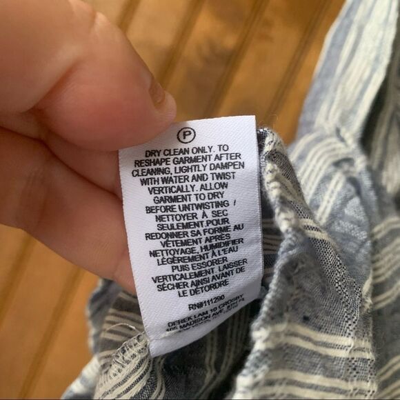 DEREK Lam 10 Crosby Striped Coastal Denim Silk Tank Top - Women Size Small - Picture 3 of 7